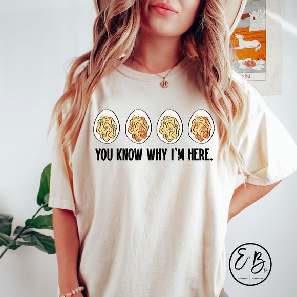 Funny Thanksgiving Holiday Deviled Eggs Comfort Colors Graphic Fall Tee Shirt - Picture 1 of 4